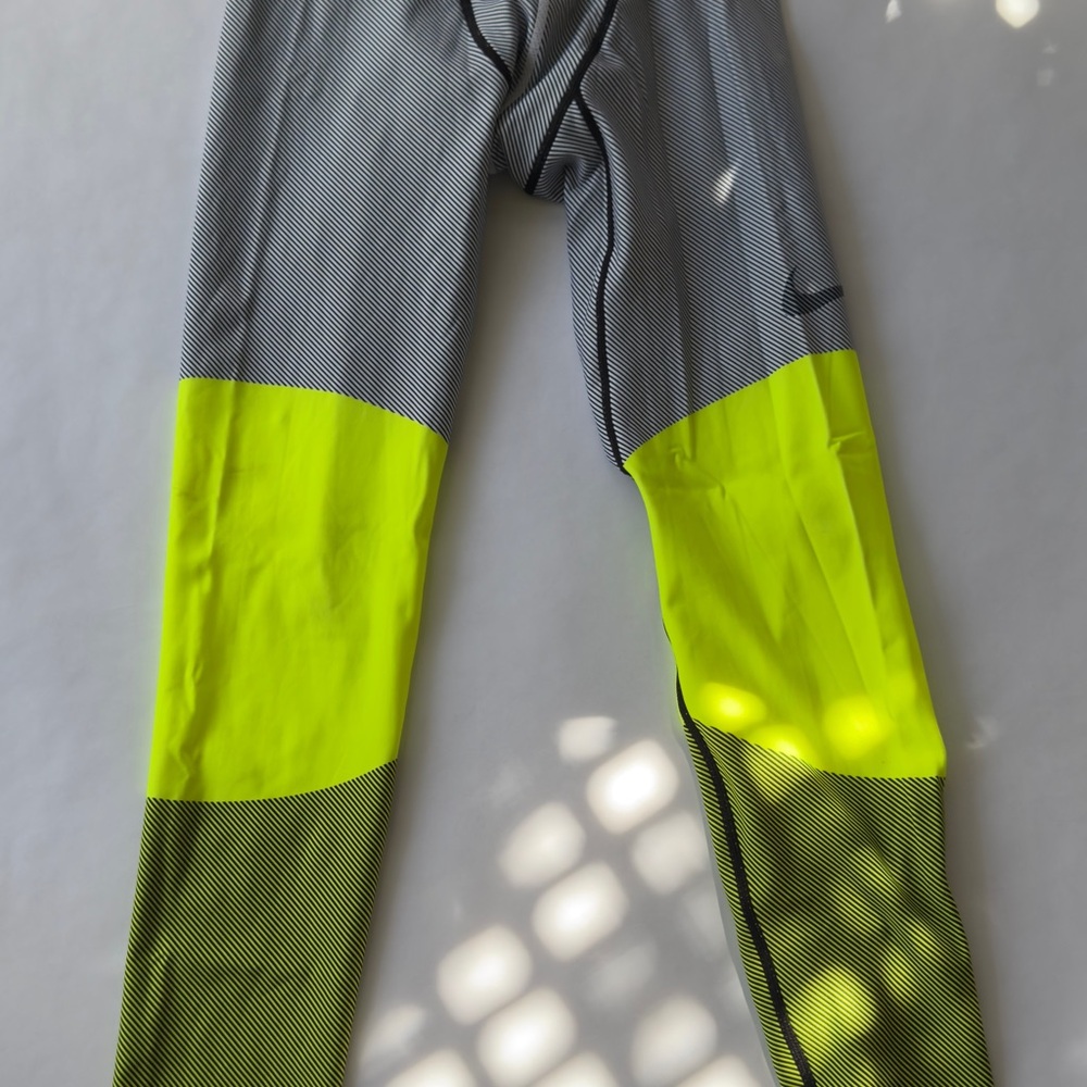 Nike Pro Dri-fit Compression Pants Bolt Yellow WB Stripes BYB Stripes